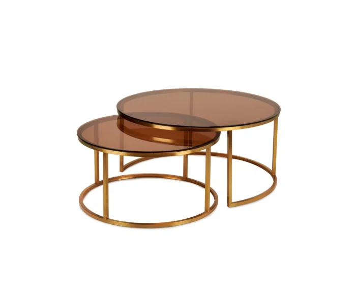 Oceanside sett 2 bord Ø100/80cm Glass/Eik - Bilde 2