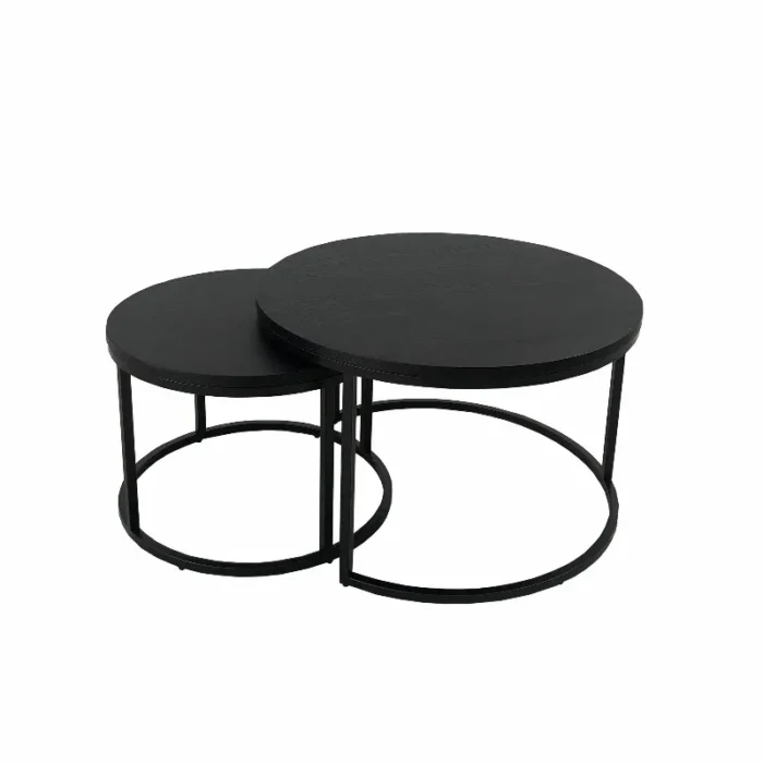 Oceanside sett 2 bord Ø:80/60cm Glass/Eik
