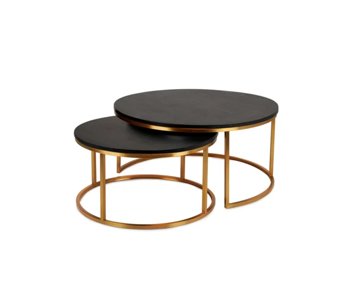 Oceanside sett 2 bord Ø100/80cm Glass/Eik - Bilde 3