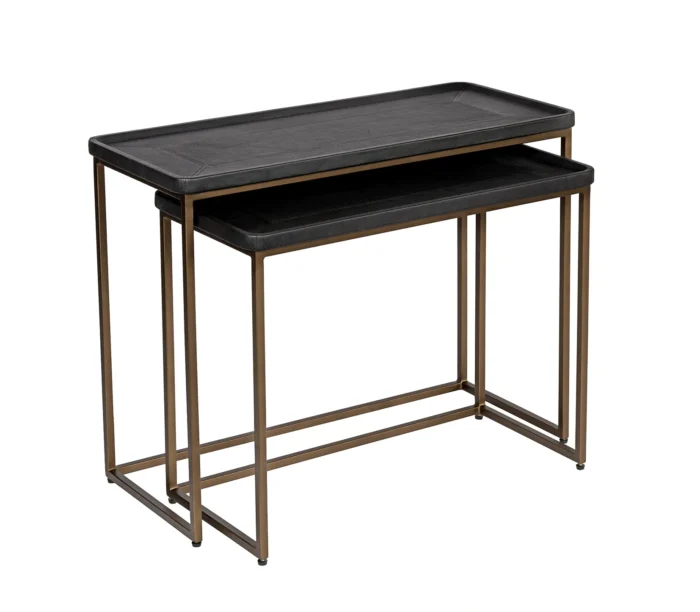 Leather settbord Brass/Black Frame. Flere farger - Bilde 3