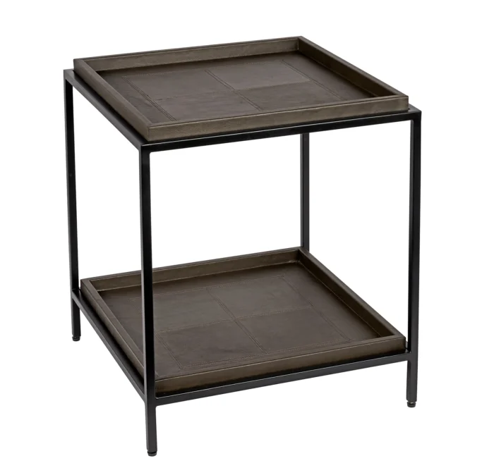 Leather sidebord Brass/Black Frame B:50 D:50 H:55. Flere farger - Bilde 4