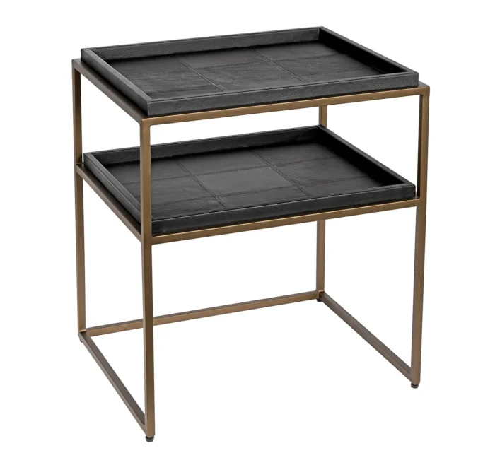 Leather sidebord Brass/Black Frame B:56 D:45 H:64. Flere farger - Bilde 3