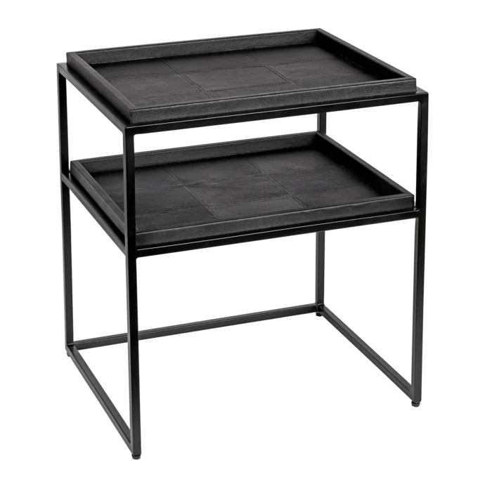 Leather sidebord Brass/Black Frame B:56 D:45 H:64. Flere farger - Bilde 4