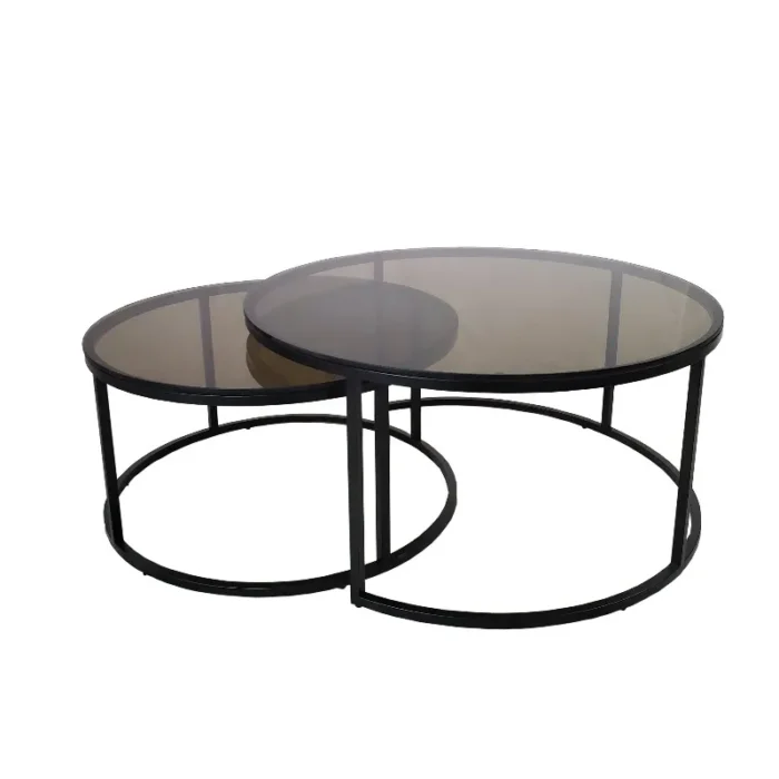 Oceanside sett 2 bord Ø100/80cm Glass/Eik - Bilde 4