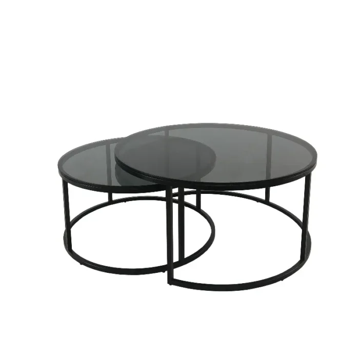 Oceanside sett 2 bord Ø100/80cm Glass/Eik - Bilde 5