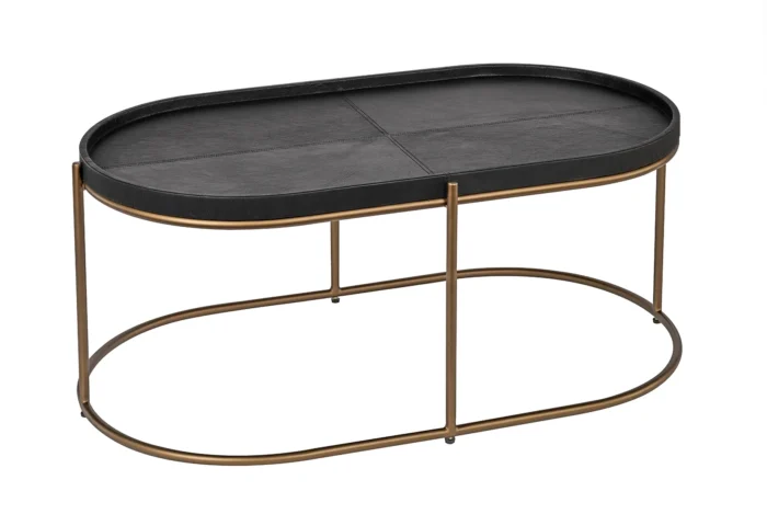 Leather Coffe table B:103 D:57 H:43. frame Brass/Black. Flere farger - Bilde 3