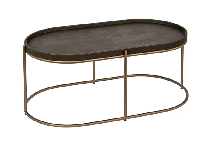 Leather Coffe table B:103 D:57 H:43. frame Brass/Black. Flere farger - Bilde 4
