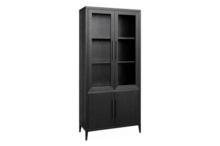 Morris vitrineskap 4 dører 95cm. Sort Eik