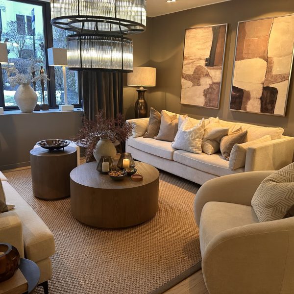Sofa Lugano i tekstilet Chenille Ivory